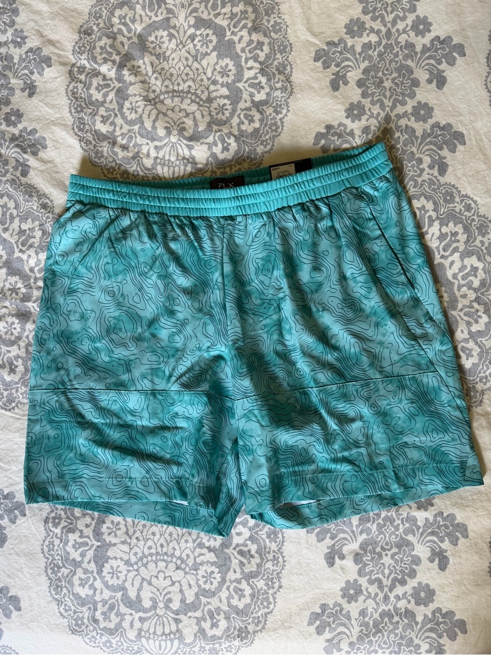 Men's Athletic Shorts - Teal Patterned Active Shorts